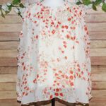 Sugar Lips Love Bomb Blouse Size 2X Cream Floral Sheer Long Sleeve Ruffles Tie Photo 1