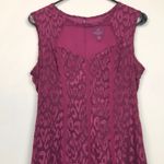 Adrianna Papell  Women’s Textured Pattern Net Bust Burgundy Tank A-Line Dress Photo 1