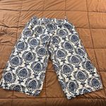Blue and White Damask Print Patterned Straight Leg Pants Size 16 Photo 1