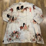 Soft Surroundings  Asian Song Dynasty Oversized Art To Wear Button Up Tunic TopXL Photo 4