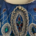 Vintage Handmade Blue Cloak Coat FIT Design School Beaded & Embroidered Satin Size M Photo 16