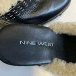 Nine West  chunky heel clog mule Studded Black leather Size 8.5 Sherpa Retro Photo 7