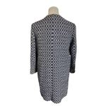 ZARA Tweed Fringe Midi Coat Jacket Small Blue Cream Open Front Lined Photo 2