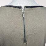 Bar III Olive Faux Leather Pocket Back Zip Tee Stretch Small Photo 5