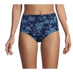 Lands' End Size 18 Navy Floral High Waisted Bikini Bottoms Swimsuit Tummy Control Photo 1