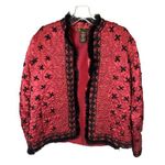 Mirasol Red and black Embroidered Stitched Jacket Faux fur trim Size M Size M Photo 0