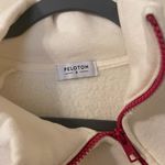 Peloton  Incline Side Zip Pullover Sweatshirt‎ Size Small Ivory Pink Spell Out Photo 3