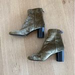 Sandro - Velvet Zip Back Ankle Boots in Olive Green Photo 2