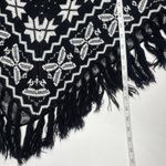 89th & Madison New York Black & White Fringe Detail Knit Poncho Medium Photo 6