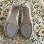 Audrey Brooke Silver Metallic Peep Toe Platform Heel Cocktail Wedding Prom Photo 6