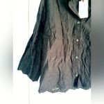 Solitaire  Black Lace-Trim Button-Up Blouse Elegant Evening‎ Wear A25 Photo 3