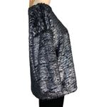 a.n.a  Womens Sweater Top Shirt Faux Fur Boat Neck Pullover Black Pewter Large Photo 4