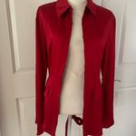 ZARA STUDIO LIMITED EDITION SATIN RED BELTED BLAZER JACKET Photo 11