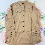 J.Crew  Tan Utility Button Front Shirt Long Sleeve 100% Cotton Size 4 Photo 0