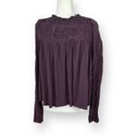 Free People  smoked long sleeve mock top purple grape size L Photo 1