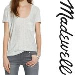 Madewell Gray Fadeaway Stripe Linen Timeoff Pocket Front Linen T-Shirt XS Photo 7