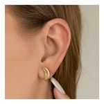 Gold Feather Flat Back Earrings – 18k Gold Plated Stainless Steel Photo 1