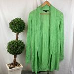 Ralph Lauren Green Knit Open Front Long Sleeve Duster Cardigan Sweater M Size M Photo 1