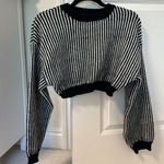 Adika  Fuzzy Soft Striped Cropped Sweater Photo 1