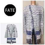New. FATE long blue and white textured sweater. Retails $149 Photo 1