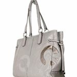 Coach Chelsea Inlaid Leather Charlie Tote Patchwork Gray Silver Blue Lining NEW Photo 4