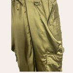 Anthropologie Love The Label  Sleeveless Utility Satin Green Midi Dress Size L Photo 7