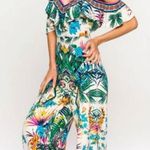Flying Tomato Jumpsuit Green Multi Cold Shoulder Tropical Print Size Small Photo 0