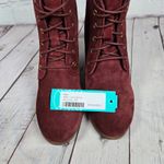 Diba Blake Suede Bootie Burgundy Lace Up Wedge Ankle Boots Women Size 8.5 Red Photo 11
