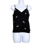 Topshop  Black Daisy Embroidered Button-Front Cami Tank Top size‎ 4 Photo 1