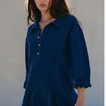 Free People NWOT X Free- Est Checkin' Mini Dress / Tunic Top Blue Oversize Photo 1