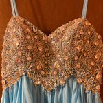 Sherri Hill embellished rhinestone bodice turquoise blue strapless gown Photo 3