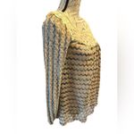 Free People  New Romantics Blouse Top Beaded Crochet Knit Semi Sheer Size Small Photo 3