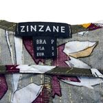 Zinzane Small Green Purple Floral Silver Metallic Stripe V Neck Crop Top Blouse Green Photo 4