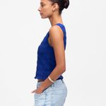 Madewell Smocked Boatneck Tank in Brilliant Sapphire, Size Medium Photo 3
