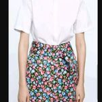 ZARA Black Pink Blue Floral Print Belted Satin Mini Skirt L Photo 1