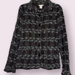 Tweeds Black and Grey Checker Plaid Knit Textured Blazer Jacket Medium Photo 0