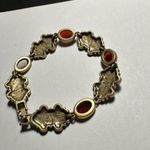 Women’s Gold Tone & Red Rhinestones Tennis Bracelet 7.5 (7 1/2) Inch Photo 1
