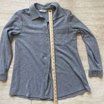 Soft Surroundings  Womens Plus PXS Roll Tab Sleeve Gray‎ Fleece Top 1/2 Button Photo 3