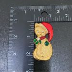 Vintage Unsigned Kitty Cat Santa Christmas Brooch Gold Photo 9