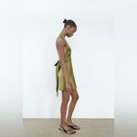 ZARA NWT  Satin Effect Halter Dress in Green Size M Photo 5