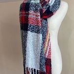 American Eagle  Plaid Blanket Scarf Shawl Oversized Popcorn Fringe Comfy Cozy Photo 0