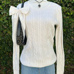 st. john's bay ✨vintage white cable knit sweater  Photo 0