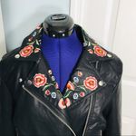 WD•NY WD.NY Black Moto Jacket with Embroidered Flowers Photo 1