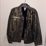 Chico's Vintage Chico’s Shiny Metallic Bronze Gold Denim Jacket Jean Jacket Photo 1