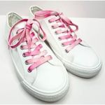 BP White Canvas Sneakers with Pink Ombre Laces Size 6.5 Casual Shoes Photo 3