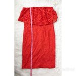 Thalia Sodi ‎ Strapless Lace Cocktail Dress Midi Fitted Popover Orange Medium New Photo 11