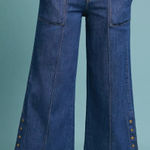 Anthropologie  Pilcro High-Rise Cropped Wide-Leg Jeans Snap Hem‎ Size 29 Photo 0
