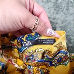 ZARA  Satin High Neck Paisley Yellow Midi Dress Size: S Photo 5
