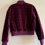 Tibi Burgundy Velvet Bomber Jacket Quilted Cropped Photo 5