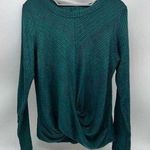 By & By Deep Green Long Sleeve Sweater with Twisted Draped Front Photo 0